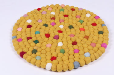 Multi coloured round felt ball rugs
